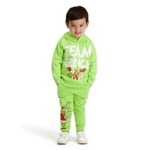Unisex Printed Grinch Sweatshirt and Jogger Set, Green, 2T