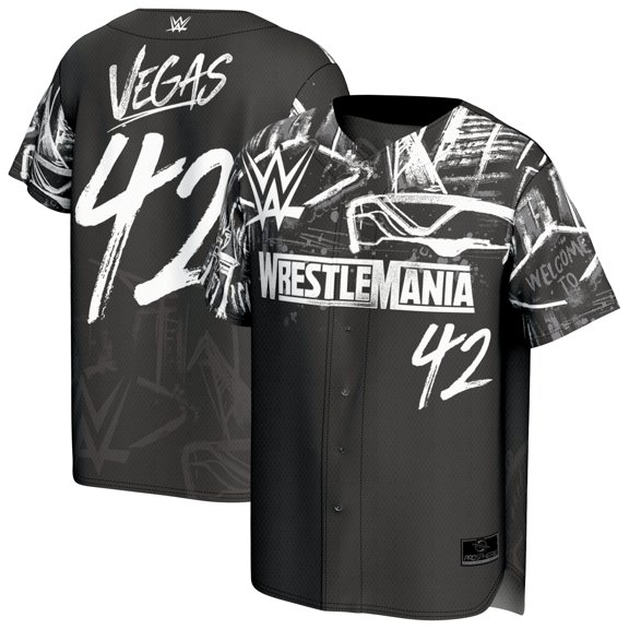 Unisex ProSphere Black WrestleMania 42 Skyline Fashion Baseball Jersey