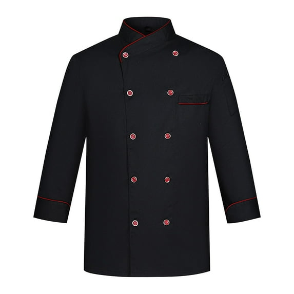 Unisex Professional Chef Uniform, Long Sleeve with Buttons Water Resistant Kitchen Jacket for Restaurant Bakery Hotel Culinary Teams,Black L