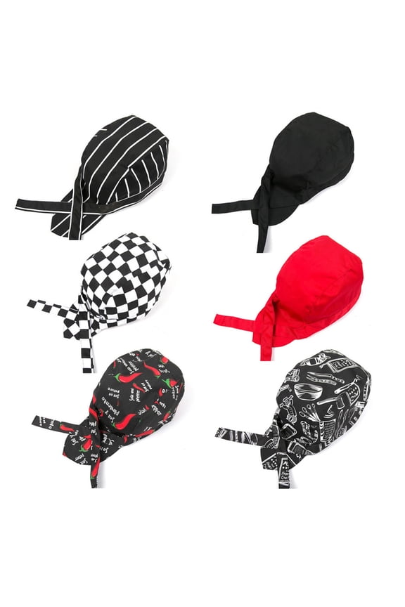 Unisex Professional Headscarf - Men's Chef Hat, Cooking Striped Hat, Chef Hat, Headscarf Cover, Ribbon Kitchen Catering Headwear Multifunctional