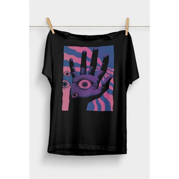 Unisex Psychedelic Surrealist Mystic Hand Eye Graphic T-Shirt
