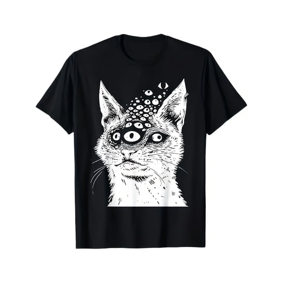 Unisex Psychedelic Trippy Surreal Multiple Cat Eyes Graphic T-Shirt