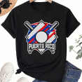 thumbnail image 1 of Unisex Puerto Rico T-Shirt, Baseball Bats Flag Graphic, 100% Cotton Short Sleeve Tee, 1 of 7