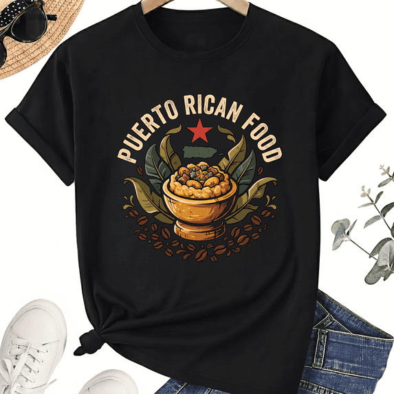 Unisex Puerto Rico T-Shirt, Puerto Rican Food Bowl Graphic, 100% Cotton Short Sleeve Tee