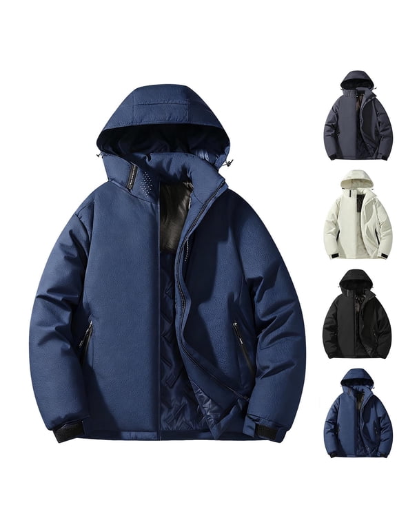 Unisex Puffer Coats Winter Fleece Lined Hooded Jacket Water Resistant Windproof Zip Up Lightweight Warm Insulated Outdoor Casual Snow Parka Outerwear Coat Colors Available