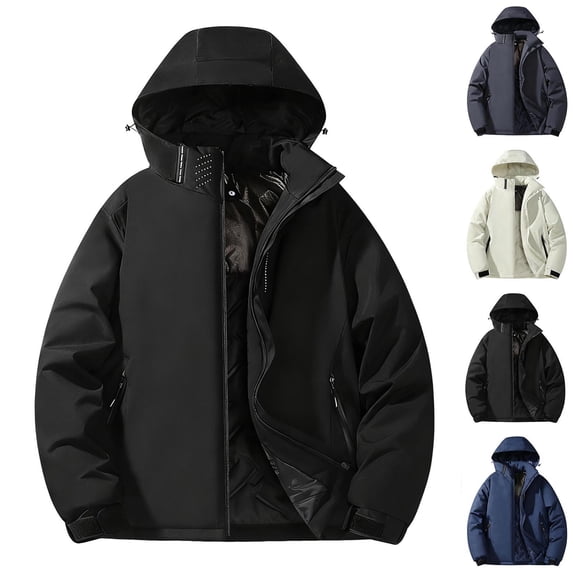 Unisex Puffer Coats Winter Fleece Lined Hooded Jacket Water Resistant Windproof Zip Up Lightweight Warm Insulated Outdoor Casual Snow Parka Outerwear Coat Colors Available