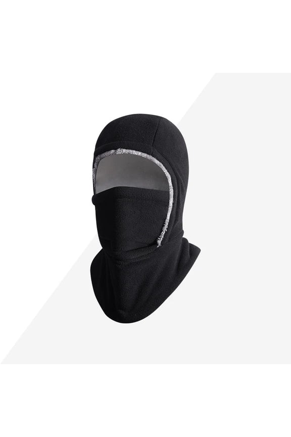 Unisex Pullover Hat With Face Mask, Outdoor Windproof Warm Thermal Lined Neck Cover, Solid Color, Autumn/Winter(black)