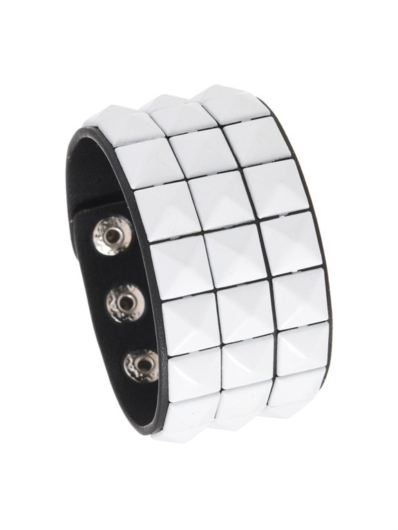 Unisex Punk Charm Square Studs Leather Adjustable Length for Men and Women Fashion Gift Accessory