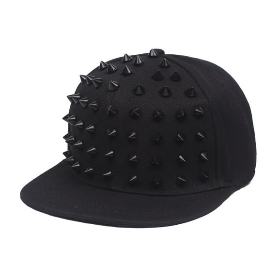 Unisex Punk Rock Studded Flat Brim Baseball Cap Adjustable Hip Hop Casual Hat
