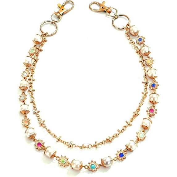 Unisex Punk Style Jeans Chain with Rhinestone Sunflower - Multi-Layer Waist Accessory for Men & Women