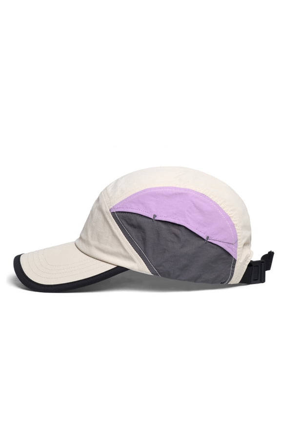 Unisex Quick Dry Baseball Cap for Running Hiking Golf, Lightweight Water Resistant Sports Hat with Breathable Mesh, Adjustable Color Block Camp Cap for Men Women, UV Protection Outdoor Visor, Beige