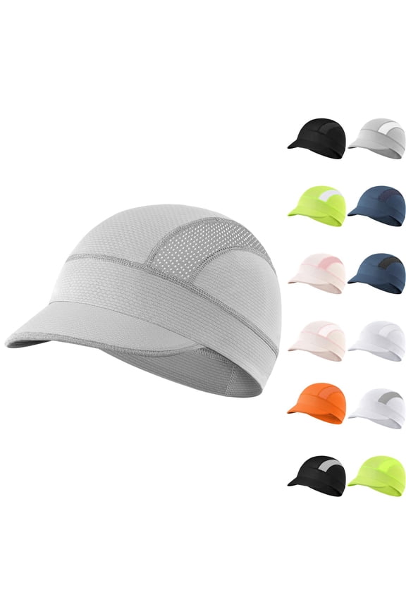 Unisex Quick-Dry Helmet Liner Cap with Short Brim - Breathable Mesh Cycling Skull Cap, Moisture-Wicking Sun Hat for Running, Motorcycle, Outdoor Sports Navy one size
