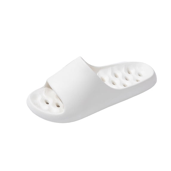Unisex Quick Dry Shower Slides - Lightweight EVA Non Slip Bathroom Slippers for Women Men, Cushioned Cloud Sandals with Drainage Holes White,Size 4.5-6