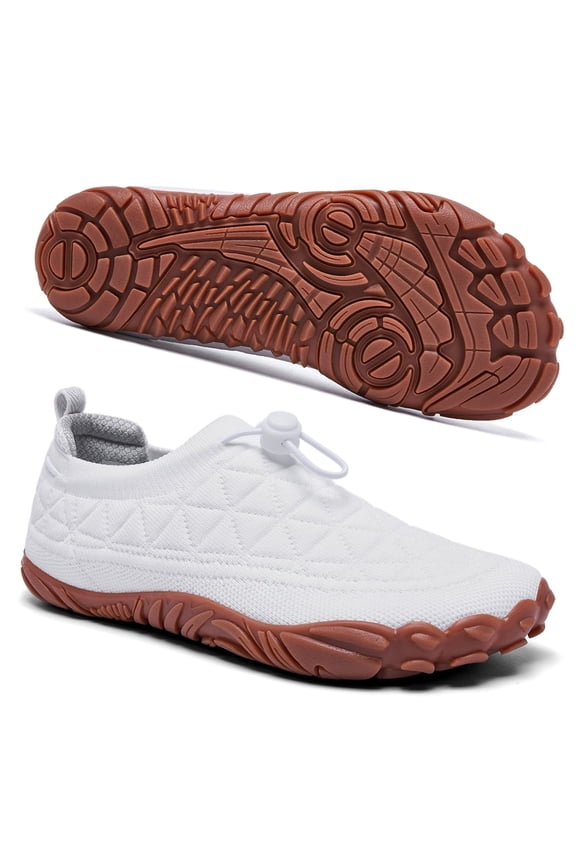 Men’s & Women’s Barefoot Shoes Knit Sneakers Lightweight Slip On Walking Shoes Breathable Athletic Casual Shoes Elastic Drawstring for Travel Gym Daily Wear