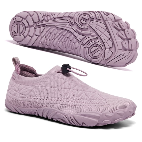 COM STAR Women’s Barefoot Shoes Knit Sneakers Lightweight Slip On Walking Shoes Breathable Athletic Shoes Elastic Drawstring Casual Shoes for Travel Gym Daily Wear