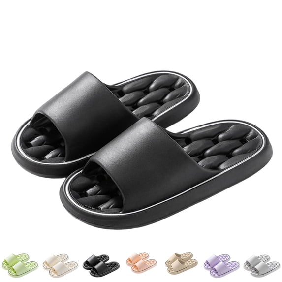 Unisex Quick Drying Shower Slide Sandals Non Slip Massage Footbed Open Toe Bathroom Slippers for Women Men Indoor Outdoor