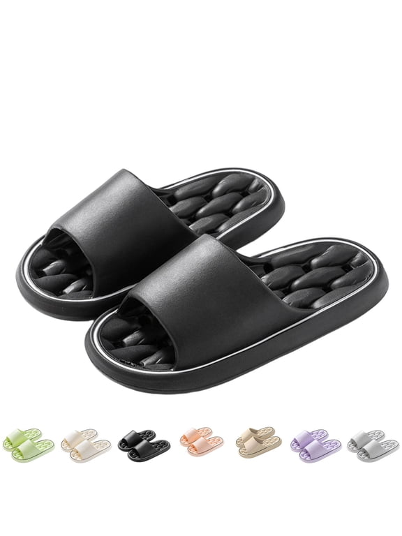 Unisex Quick Drying Shower Slide Sandals Non Slip Massage Footbed Open Toe Bathroom Slippers for Women Men Indoor Outdoor