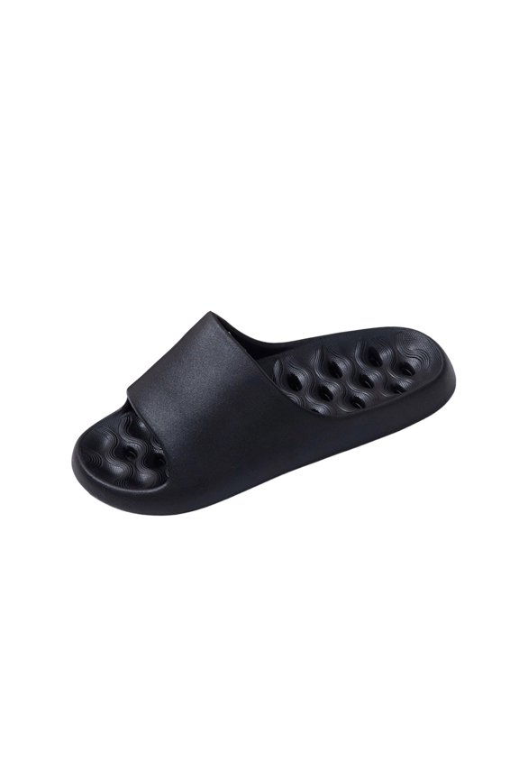 Unisex Quick Drying Shower Slides with Drainage Holes - Non-Slip EVA Pool Sandals for Men Women Gym Bathroom - Lightweight Comfort Slides Black,Size 8.5-10