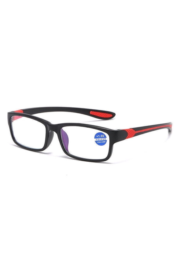 Unisex READING GLASSES Mens Womens SPORTS Silicone Temple Reader +1.5 2.5 3.5-Red / Black-+200