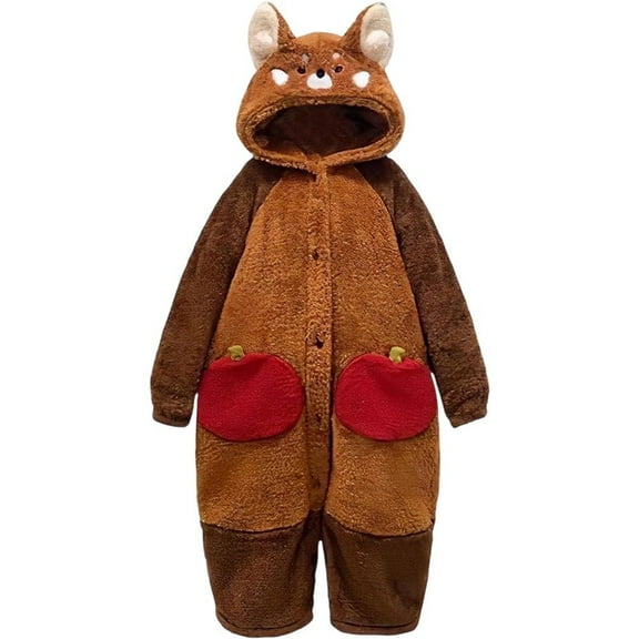 Unisex Raccoon Animal Onesie, Warm Fleece Winter Pajamas for Home Lounge