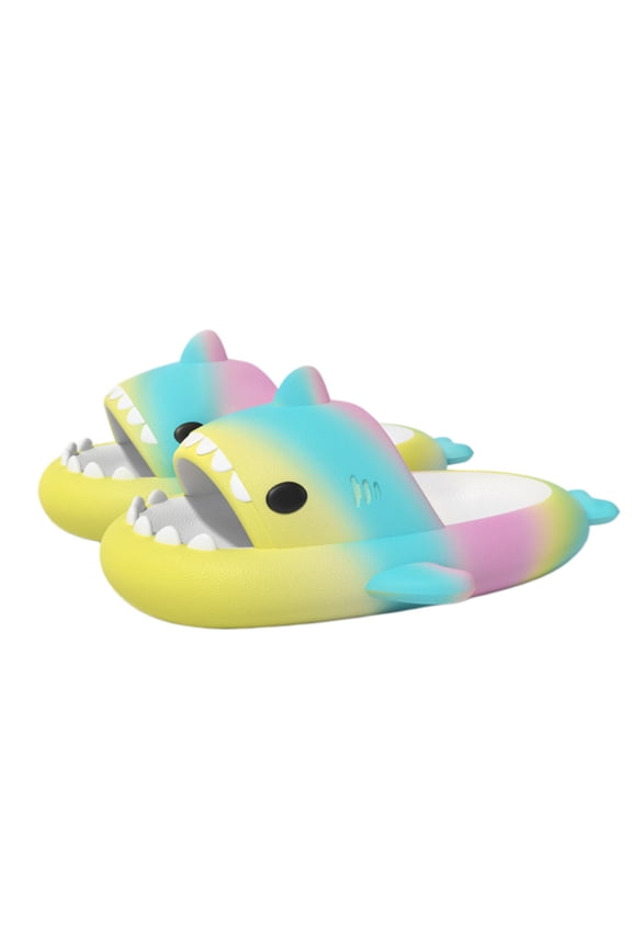 Unisex Rainbow Shark Slide Sandals, Lightweight Non-Slip Casual Summer Slides
