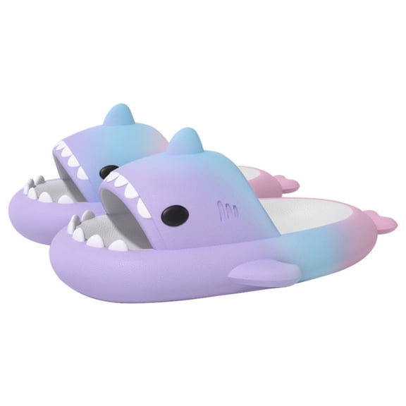 Unisex Rainbow Shark Slide Sandals, Lightweight Non-Slip Casual Summer Slides