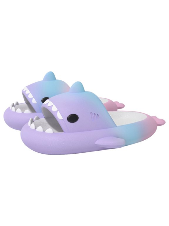 Unisex Rainbow Shark Slide Sandals, Lightweight Non-Slip Casual Summer Slides