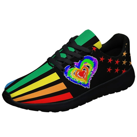 Unisex Rainbow Sneakers, LGBT Shoes for Men Women Lightweight Breathable Running Shoes Black Size 10.5
