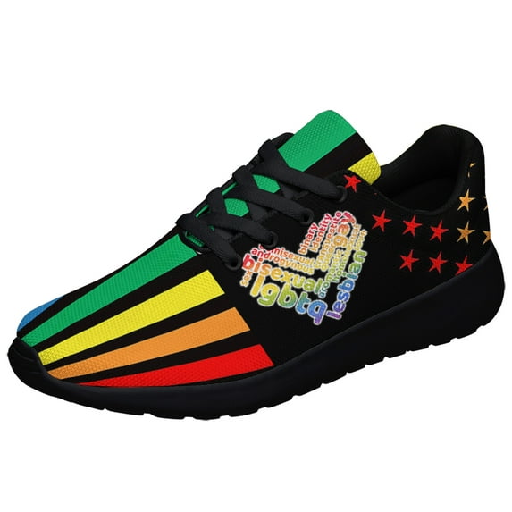 Unisex Rainbow Sneakers, LGBT Shoes for Men Women Lightweight Breathable Running Shoes Black Size 8.5