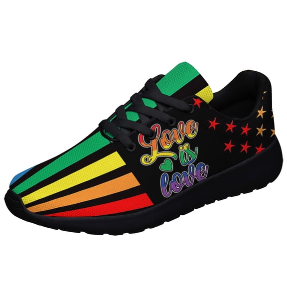 Unisex Rainbow Sneakers, LGBT Shoes for Men Women Lightweight Breathable Running Shoes Black Size 9