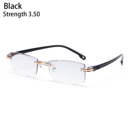 Unisex Readers Eyewear Rimless Diamond-cut Radiation Protection Anti Blue Light Reading Glasses Presbyopia Glasses BLACK STRENGTH 3.50