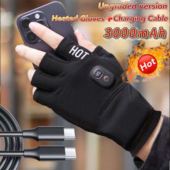 Unisex Rechargeable Heated Gloves | 3000mAh Battery, Adjustable Temp, Washable for Skiing,cycling, and hunting, eliminating the trouble of frequent charging.