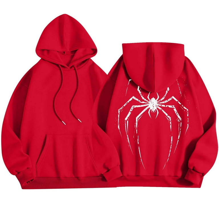 Unisex Red Hoodie with Unique Spider Design Comfortable Soft and Stylish Sweatshirt for All Seasons Walmart