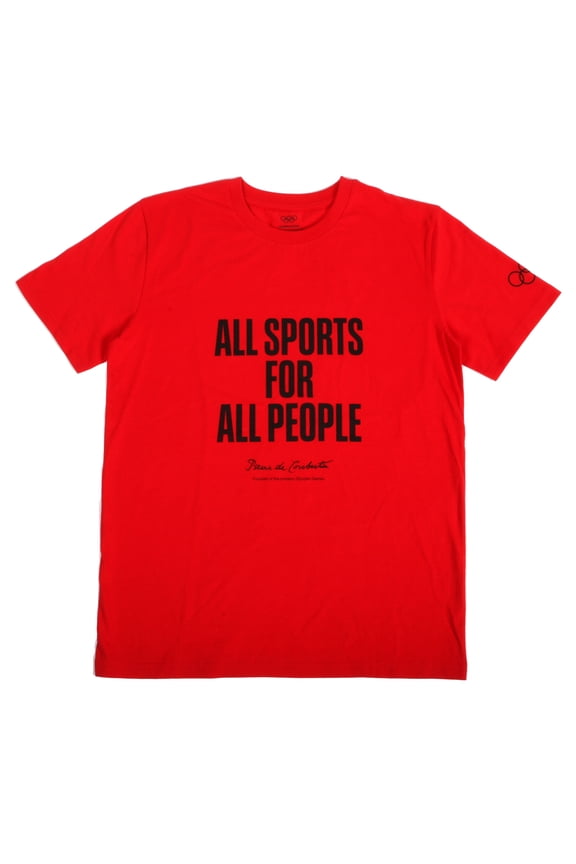 Unisex Red The Olympic Collection - Pierre de Coubertin Quote T-Shirt