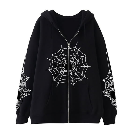 Unisex Red Zip-Up Hoodie with Spider Web Print Comfortable and Stylish Casual Wear