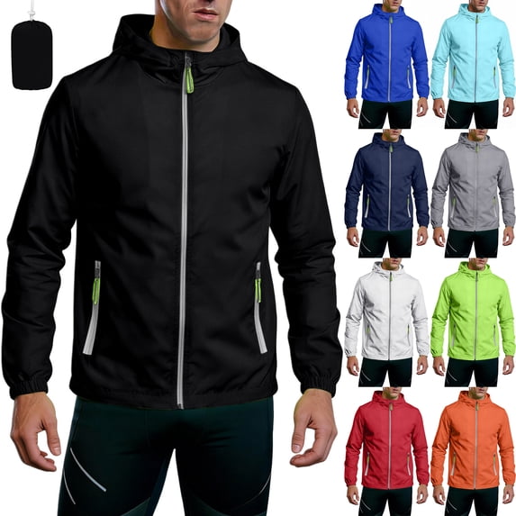 Unisex Reflective Zip-Up Hoodie with Storage Pouch - Lightweight Quick-Dry Windbreaker Jacket for Running, Cycling & Fishing, Breathable UV Sun Protection Sportswear White XL