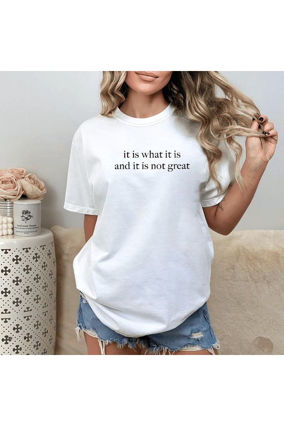 Unisex Relatable Meme T-Shirt, "It Is What It Is But Not Great" Funny Slogan Tee, Casual Grey Cotton Crewneck Top, Size S-4XL