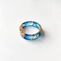 Unisex Resin Ring With Dried Flower Gold Foil Geometric Clear Jewelry Gift For Everyday Wear Unique Natural Accessory