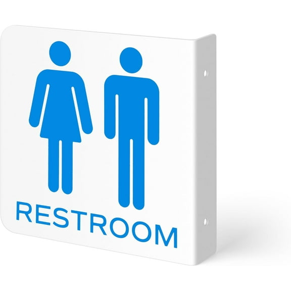 Unisex Restroom Sign | 6" x 6" Double Sided Wall Mounted Projecting Unisex Restroom Sign for Commercial Workplace Hallway with Mounting Kit