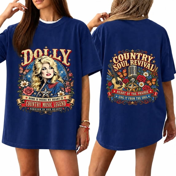Unisex Retro Country Singer Graphic Tee for Men and Women Graphic Dolly Western T-shirt Short Sleeve Round Neck Pullover,(M)