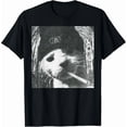 thumbnail image 1 of Unisex Retro Distressed Smoking Cat Meme Graphic T-Shirt, 1 of 6