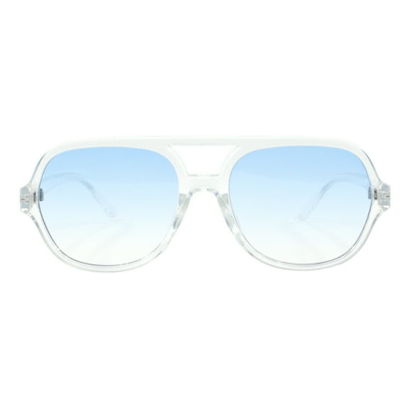 Unisex Retro Fashion Sunglasses Flat Top Racer Aviator Translucent Clear, Blue