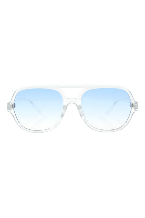 Unisex Retro Fashion Sunglasses Flat Top Racer Aviator Translucent Clear, Blue