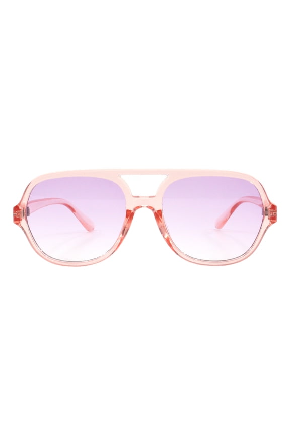 Unisex Retro Fashion Sunglasses Flat Top Racer Aviator Translucent Pink, Purple