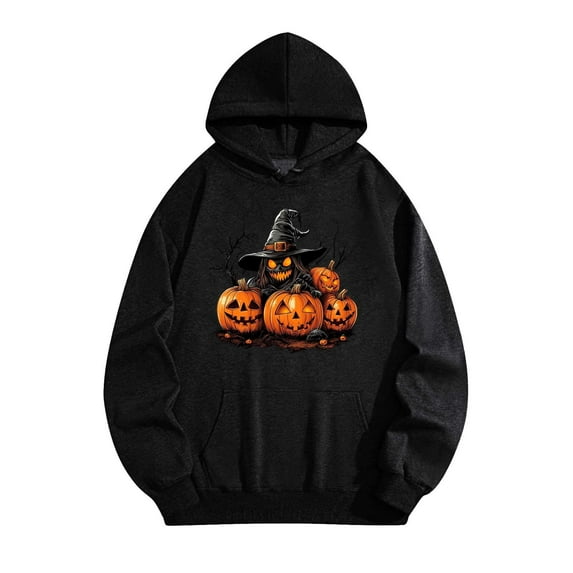 Unisex Retro Festival Hoodie - Fleece Gothic Print Pullover | Spooky Black Cat Fall Sweatshirt Vintage Y2K Warm