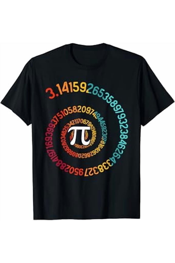Unisex Retro Mathematics Pi Symbol Spiral T-Shirt