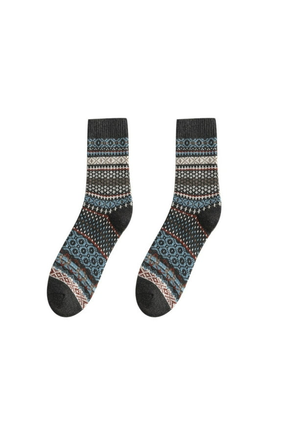 Unisex Retro Pattern Wool Blend Crew Socks Rabbit Soft Warm Cozy Winter Breathable