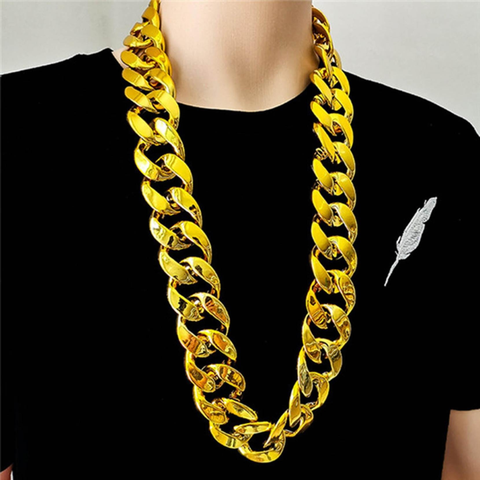 Unisex Retro Plastic Gold Chain Hip Hop Necklace for Men Women 80s 90s ...