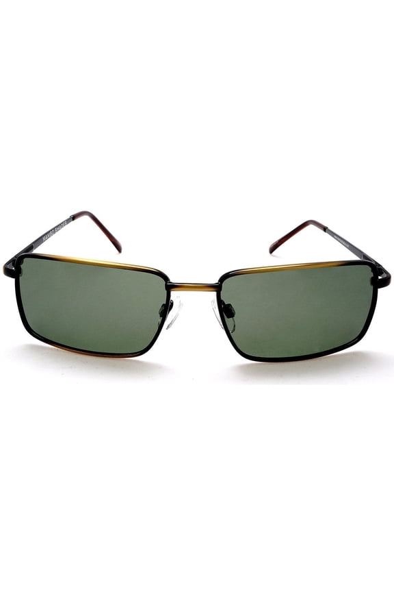 Unisex Retro Polarized Square Metal Wire Sunglasses - Sylvia & Sam With Spring Hinges - Brown