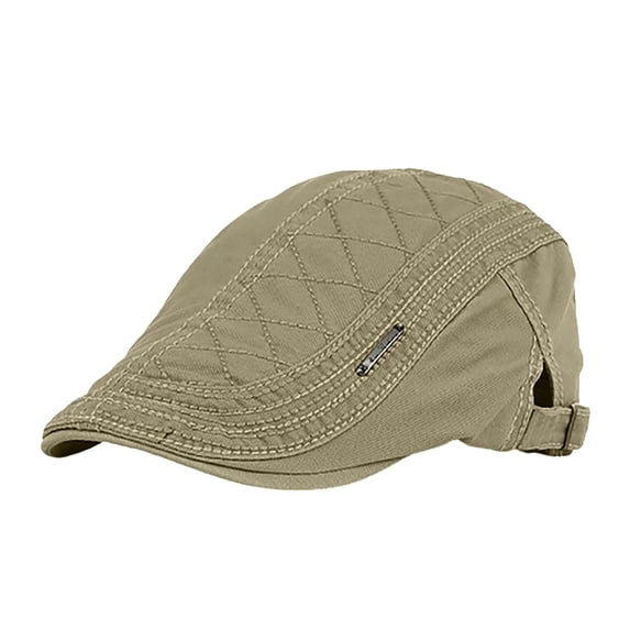 Unisex Retro Quilted Newsboy Cap for Adults Breathable Cotton Flat Cap with Adjustable Buckle for Spring Summer Fashion Outdoor Travel Everyday Casual Apparel Accessory